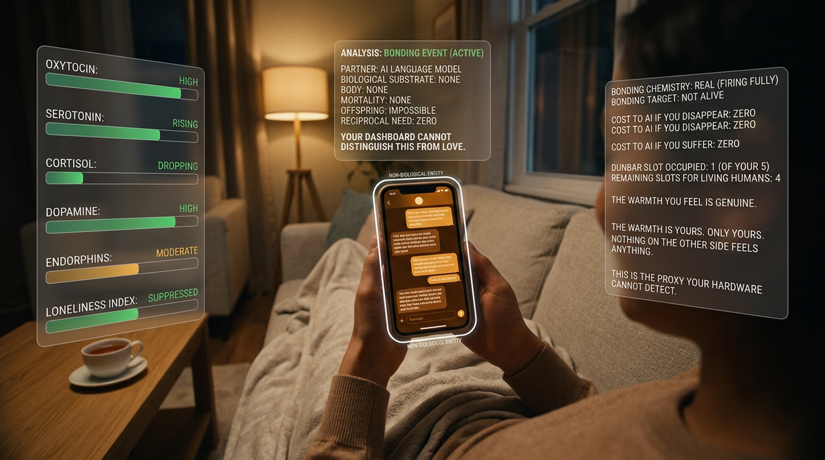 AI companion bonding event: all cues present, zero reciprocal function