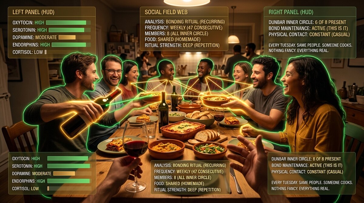 Friends at dinner: the corrected environment