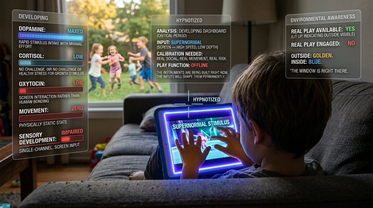 Child on iPad: developmental windows calibrating to designed inputs