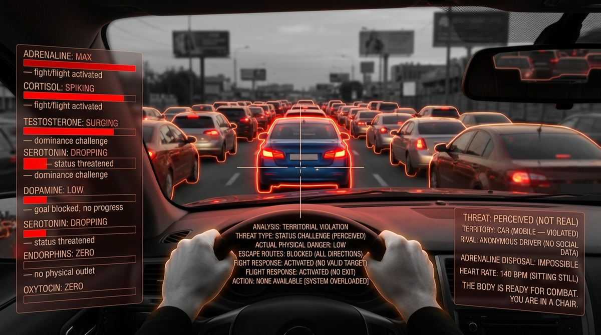 Road rage HUD: fight/flight activated, no valid target, no exit